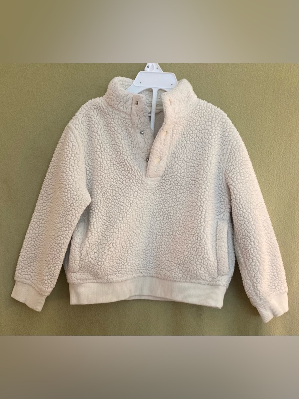 Janie and Jack Cream Sherpa Three Snap Pullover Top Size 4